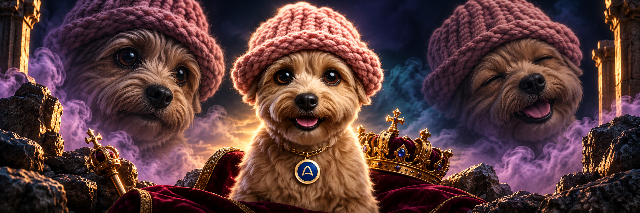 The WifDuke banner with royal dog, crowns, and smoke